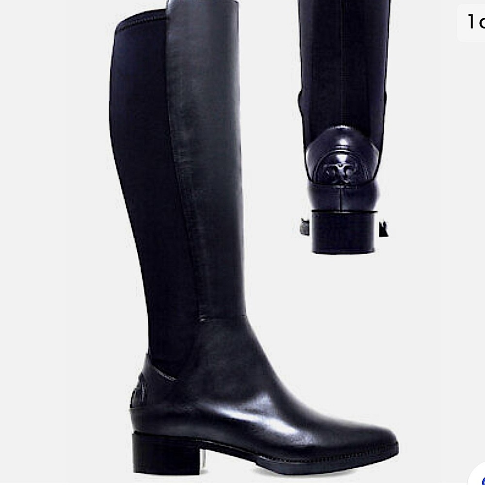 Tory Burch Caitlin Stretch Leather Boot in Black - Size 8.5